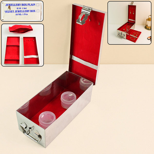 Lustro Box Stainless & Velvet Jewellery Chest