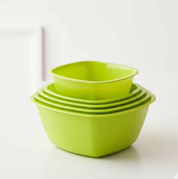 Square Plastic Bowl For Serving Food (Pack of 4)