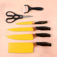 6 Pcs Professional Kitchen Knife Set with Chef Knives, Cleaver, Peeler & Scissors - kongkits.com