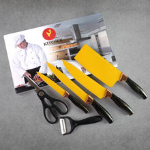 6 Pcs Professional Kitchen Knife Set with Chef Knives, Cleaver, Peeler & Scissors - kongkits.com