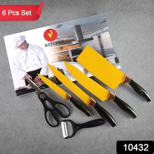 6 Pcs Professional Kitchen Knife Set with Chef Knives, Cleaver, Peeler & Scissors - kongkits.com