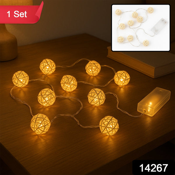 Battery Operated Rattan Ball String Decorative Fairy Lights - kongkits.com
