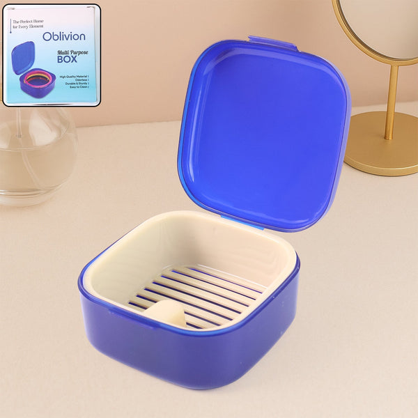 Blue Oblivion Multi - Purpose Storage Box with Lid, DENTURE CASE (1 Pc) - kongkits.com