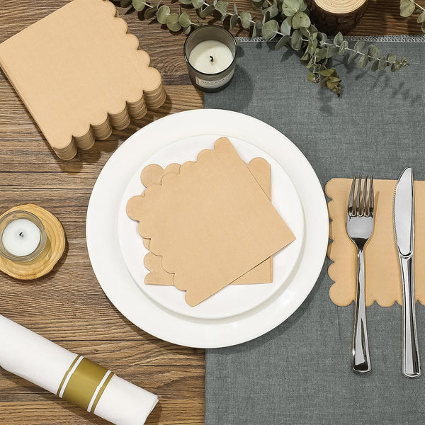 Disposable Scalloped Edge Tissue Napkins Set (120 Pc) - kongkits.com