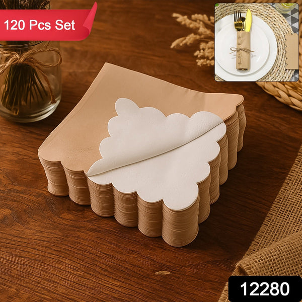 Disposable Scalloped Edge Tissue Napkins Set (120 Pc) - kongkits.com