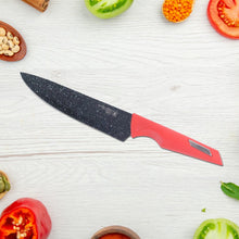 Kitchen Knife Set with Marble - Coated Blades & Red Handles (6 Pc) - kongkits.com