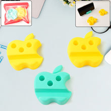 Multi - Functional Apple - Shaped Plastic Mobile Stand with Pen Holder (3 Pc / Mix Color) - kongkits.com