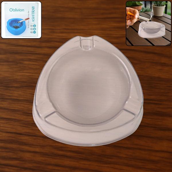 Oblivion Transparent White Ashtray with Cigarette Holder Grooves (1 Pc) - kongkits.com