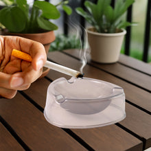 Oblivion Transparent White Ashtray with Cigarette Holder Grooves (1 Pc) - kongkits.com