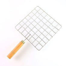 Stainless Steel Square Papad jali, Barbecue Grill Rack with Wooden Handle (1 Pc) - kongkits.com
