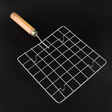 Stainless Steel Square Papad jali, Barbecue Grill Rack with Wooden Handle (1 Pc) - kongkits.com