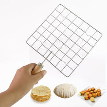Stainless Steel Square Papad jali, Barbecue Grill Rack with Wooden Handle (1 Pc) - kongkits.com