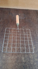 Stainless Steel Square Papad jali, Barbecue Grill Rack with Wooden Handle (1 Pc) - kongkits.com