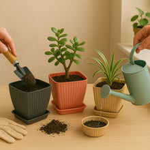 Trendy Square Plastic Flower Pots Set of 5 - kongkits.com