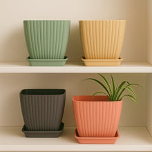 Trendy Square Plastic Flower Pots Set of 5 - kongkits.com