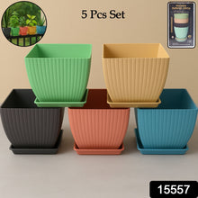 Trendy Square Plastic Flower Pots Set of 5 - kongkits.com